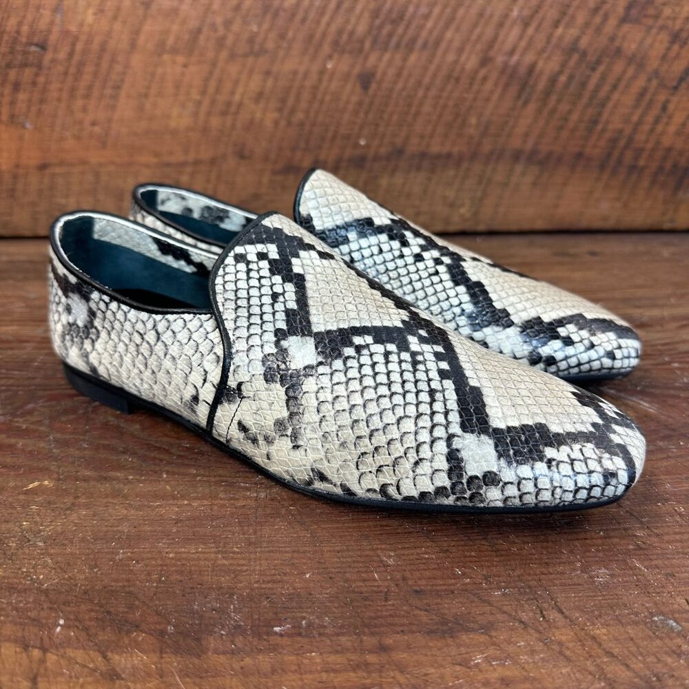 Aquatalia Revy Snake Embossed Weatherproof Loafer White 7.5